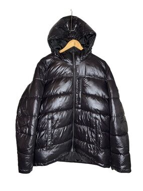 Michael Kors Puffer Jacket Women's XL Black Hooded Full Zip Quilted Winter Coat